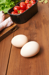 eggs on the kitchen counter while cooking
