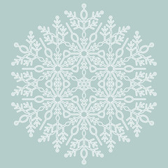 Round vector white snowflake. Abstract winter ornament. Fine snowflake
