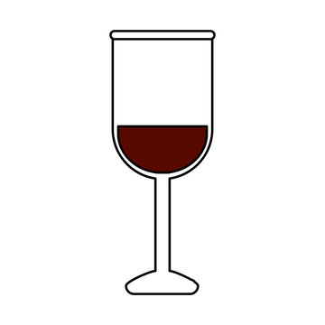 color silhouette image glass cup with wine vector illustration