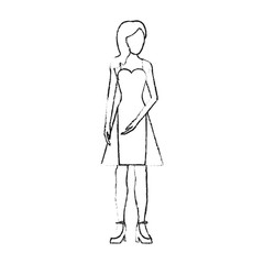 blurred silhouette image faceless woman with dress clothing vector illustration