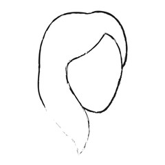 blurred silhouette faceless front view woman with side hairstyle vector illustration