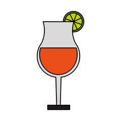 color image cartoon glass cup of cocktail with lemon vector illustration