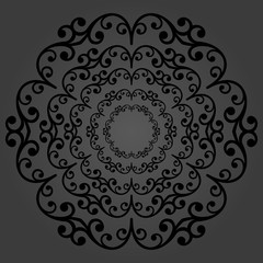 Elegant vector round dark ornament in classic style. Abstract traditional pattern with oriental elements. Classic vintage pattern