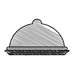 color crayon stripe silhouette cloche food vector illustration