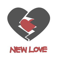 New red heart in broken heart, new love