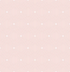 Geometric abstract vector hexagonal background. Geometric modern ornament. Seamless modern pink pattern