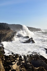 Huge Spray From Waves Crashing Against Rocks, Shore Acres State Park, Oregon