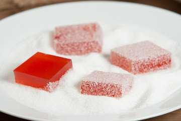 Home Made Fruit Jelly. Marmalade On Plate.