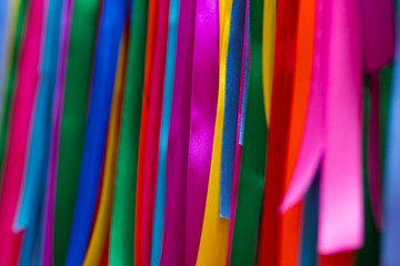 Variety of satin ribbons in different colors and lengths