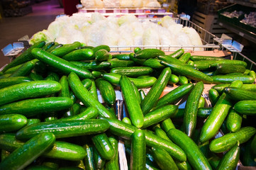 Cucumbers in supermarket