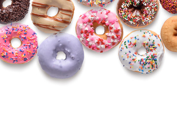 Assorted donuts isolated on white background