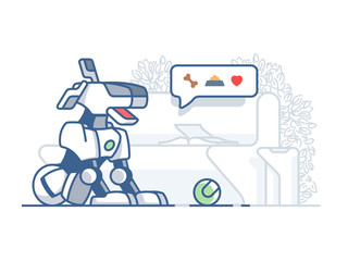 Modern dog robot. Latest technology, artificial pet vector flat illustration