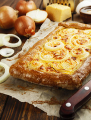 Pie with cheese and onion