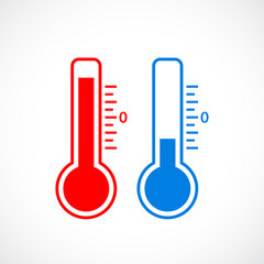 Hot and cold weather thermometer icon