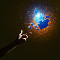 Idea of new technologies and integration presented by cube figure