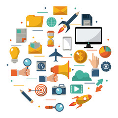 digital marketing advertising optimize global business vector illustration