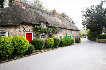 Fototapeta na wymiar Thatched Cottage English Village House 