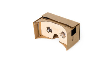 VR glasses cardboard on white.Isolated
