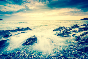 waves crashing at beach