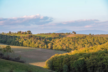 Landscape of tuscan countryside in spring