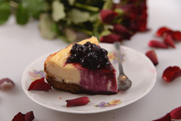 Slice of gourmet cheesecake
