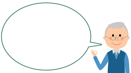 OKサインを出すシニア男性　吹き出し