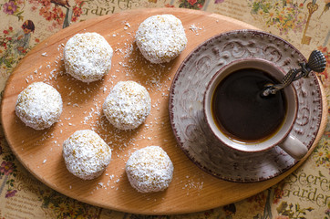 Truffles with dried mango dried apricots with peanut butter and orange