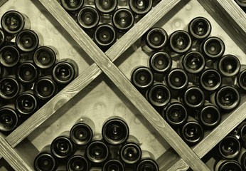 Wine rack with bottles