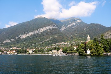 Fototapeta na wymiar Holidays at Lake Como view to Cernobbio, Lombardy Italy