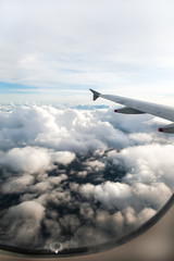 Fototapeta na wymiar blue sky and clouds. View from the airplane window