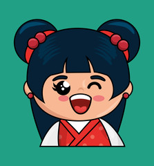 cute japanese doll kawaii style vector illustration design