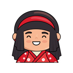 cute japanese doll kawaii style vector illustration design