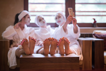 group of famale friends in spa