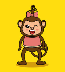 cute monkey style kawaii vector illustration design
