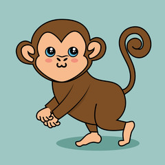 cute monkey style kawaii vector illustration design
