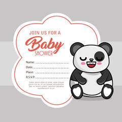 baby shower card with bear panda vector illustration design