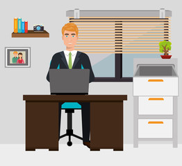 businessman working in the office vector illustration design