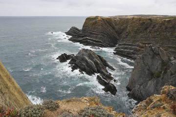 Steep coast of the Atlantic Ocean in Portugal