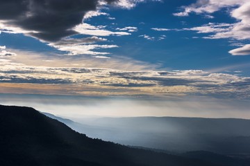 misty view point with mountain mist and fog road in phu tubberk most famous travel place in thailand