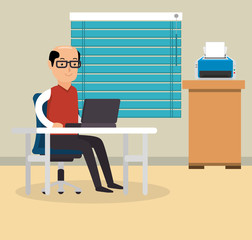 businessman working in the office vector illustration design