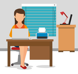 businesswoman working in the office vector illustration design