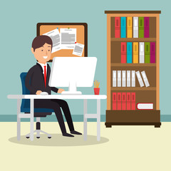 businessman working in the office vector illustration design