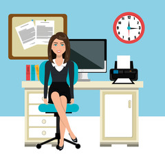 businesswoman working in the office vector illustration design