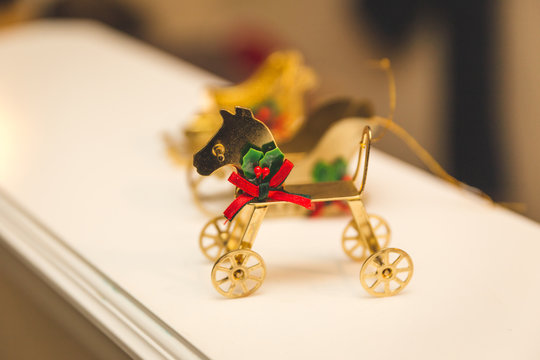 Gold Horse Christmas Tree Ornament