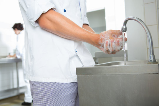 Chef washing hands
