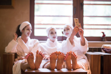 group of famale friends in spa