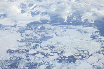 Greenland iced landscape as seen from airplane