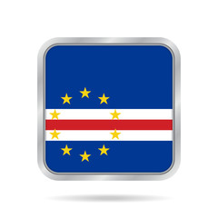 Flag of Cape Verde. Metallic gray square button.