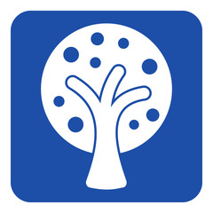 blue, white sign - stylized tree with fruits icon
