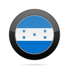 Flag of Honduras. Shiny black round button.